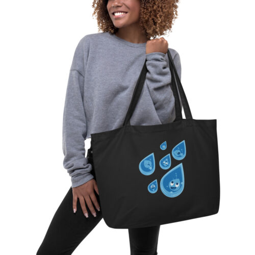 happy raindrops large organic tote bag