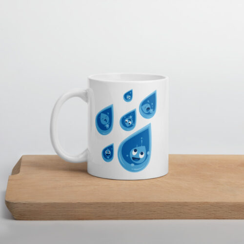 happy raindrop gang mug