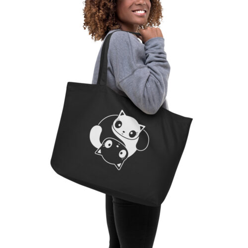 yin yang kitties large organic tote bag - Image 3